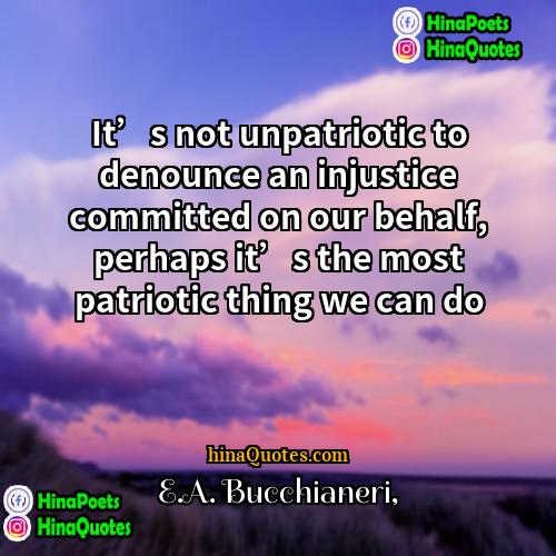 EA Bucchianeri Quotes | It’s not unpatriotic to denounce an injustice